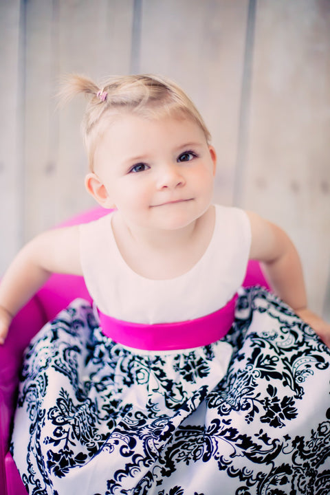 Velvet Flocked Taffeta Baby Dress
