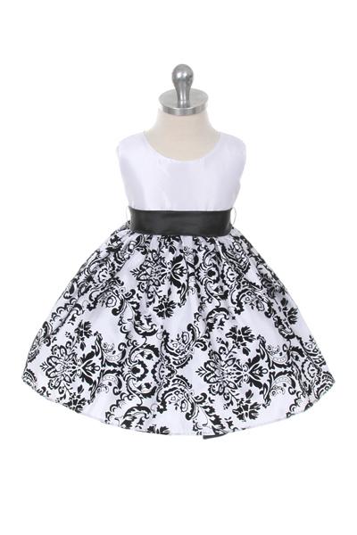 Velvet Flocked Taffeta Baby Dress