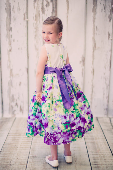 Flower Printed  Cotton Girl Dress