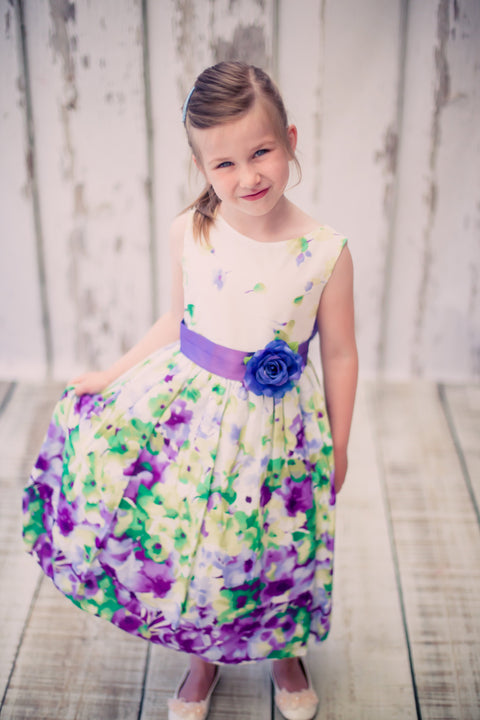 Flower Printed  Cotton Girl Dress