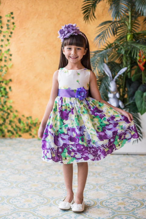 Flower Printed  Cotton Girl Dress