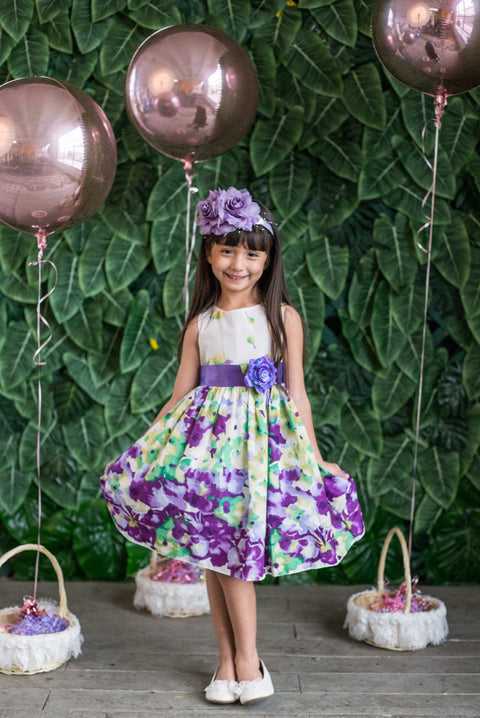 Flower Printed  Cotton Girl Dress