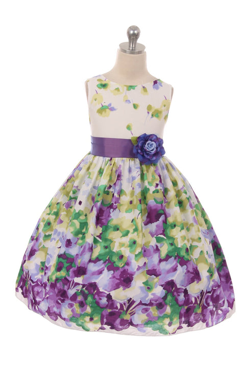 Flower Printed  Cotton Girl Dress