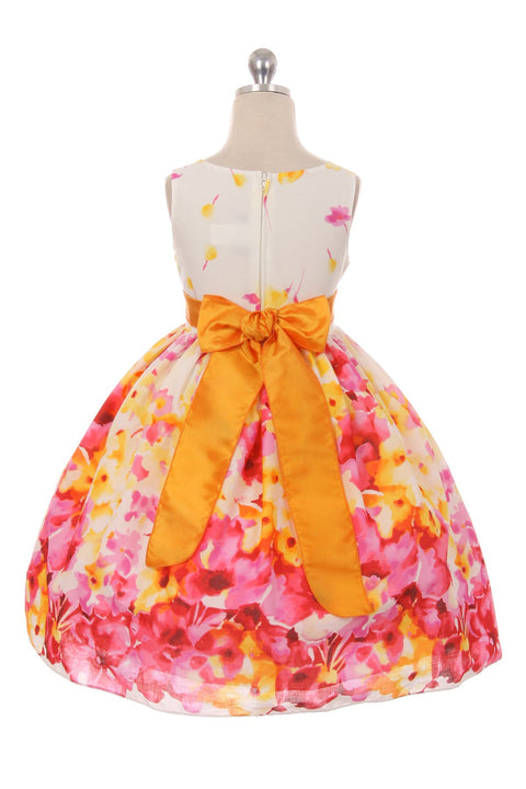 Flower Printed  Cotton Girl Dress