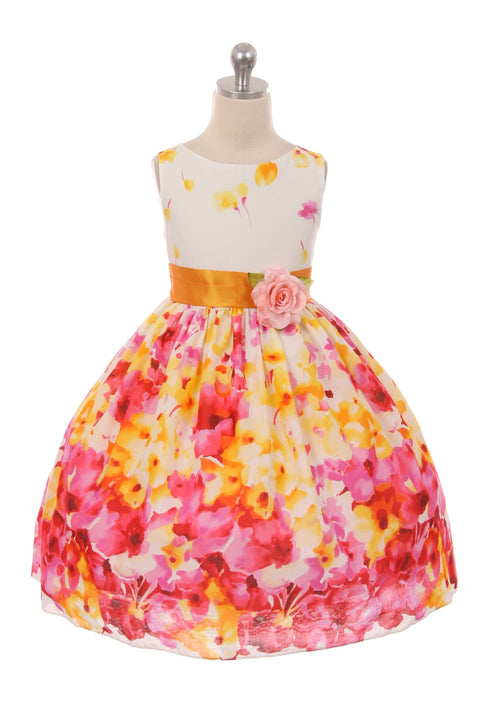Flower Printed  Cotton Girl Dress