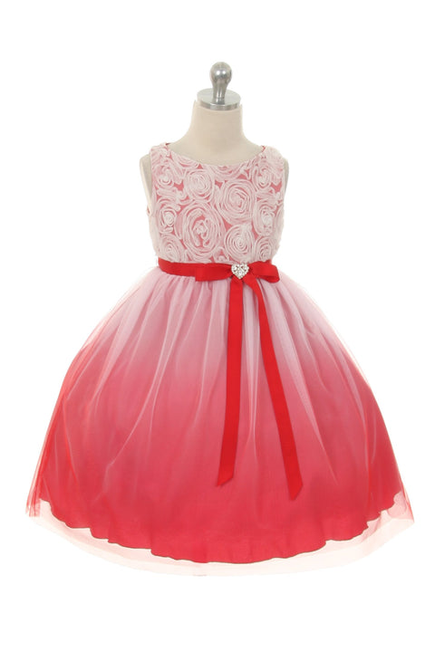 Rosette Bodice Ombre Girl Dress