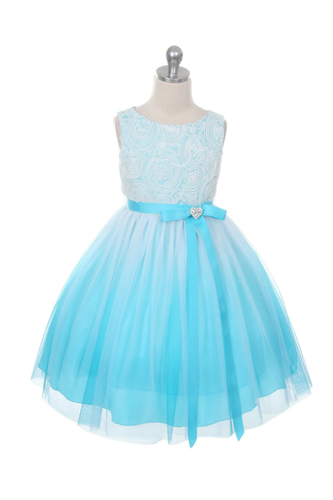 Rosette Bodice Ombre Girl Dress