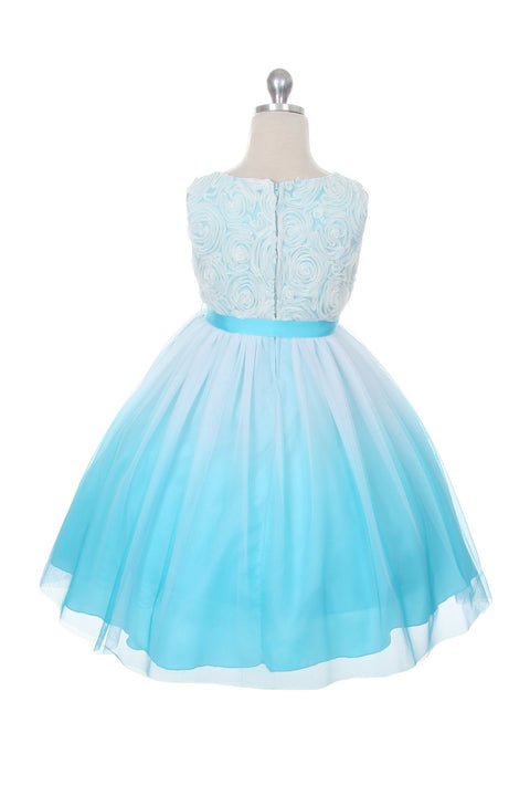 Rosette Bodice Ombre Girl Dress