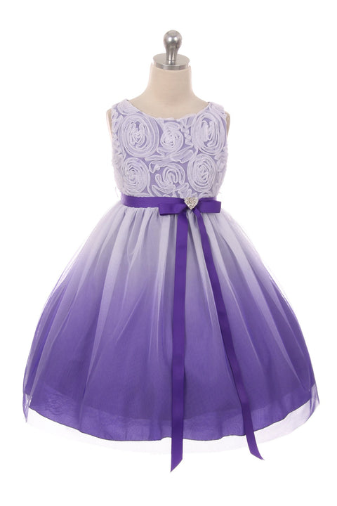 Rosette Bodice Ombre Girl Dress