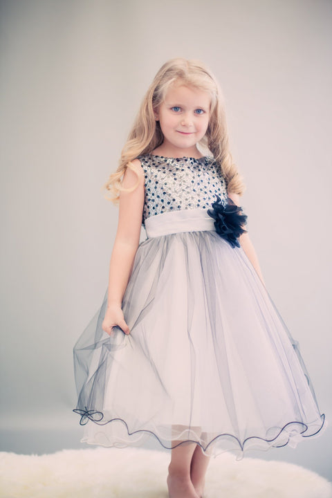 Multi-Sequin Trio Color Tulle Dress