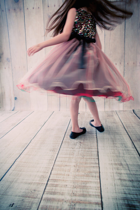 Multi-Sequin Trio Color Tulle Dress