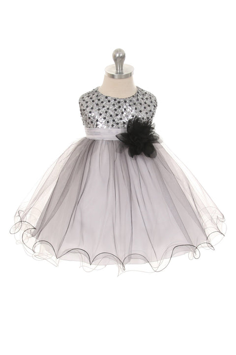 Multi-Sequin Trio Color Tulle Baby Dress