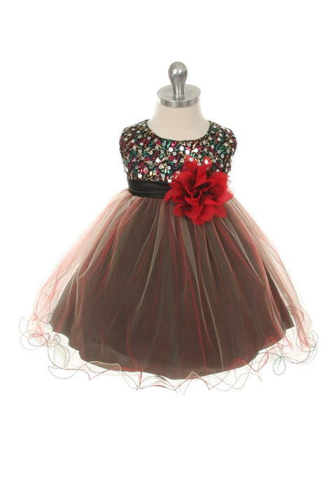 Multi-Sequin Trio Color Tulle Baby Dress