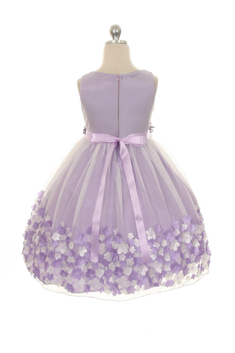 Mesh Dress w/ Taffeta 3D Flowers Girl Dress