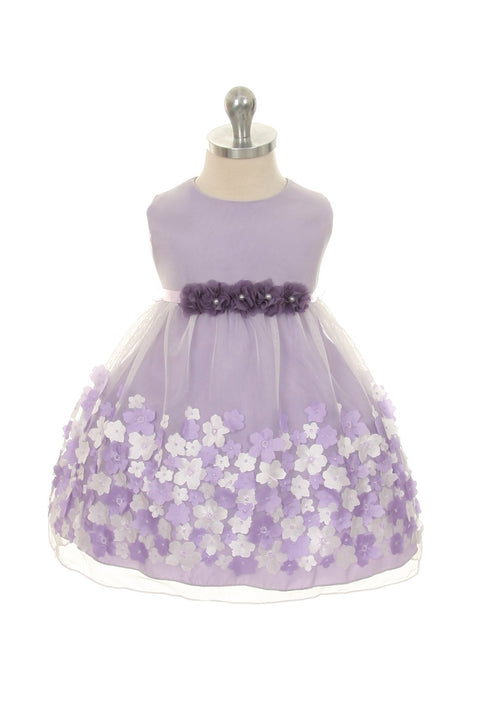 Mesh Dress w/ 3D Taffeta Flowers Baby Dress