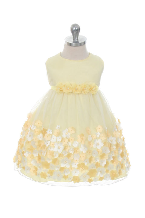 Mesh Dress w/ 3D Taffeta Flowers Baby Dress