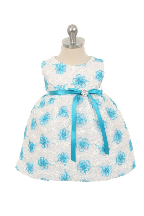 Satin Flower Embroidered Baby Dress