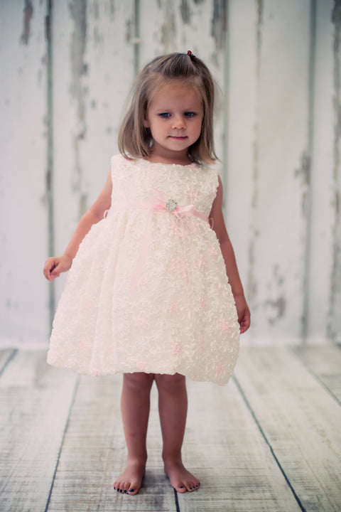 Satin Flower Embroidered Baby Dress