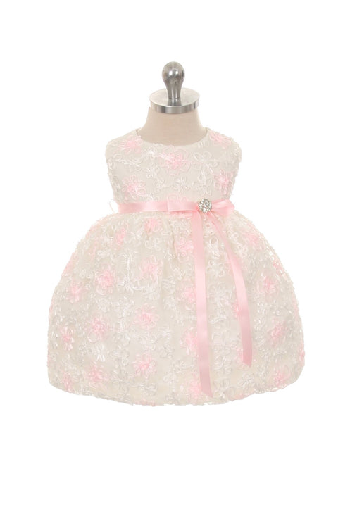 Satin Flower Embroidered Baby Dress