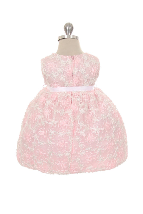 Satin Flower Embroidered Baby Dress