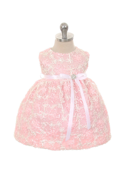 Satin Flower Embroidered Baby Dress