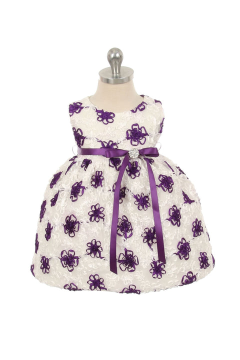 Satin Flower Embroidered Baby Dress