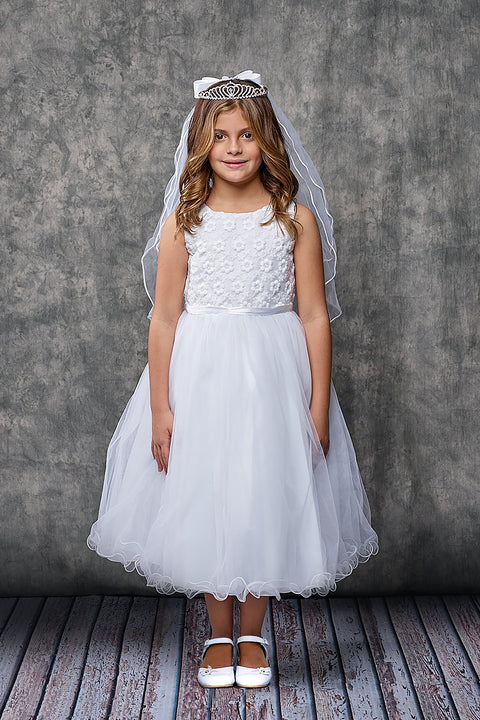 Flower Embroidered Tulle Girl Dress