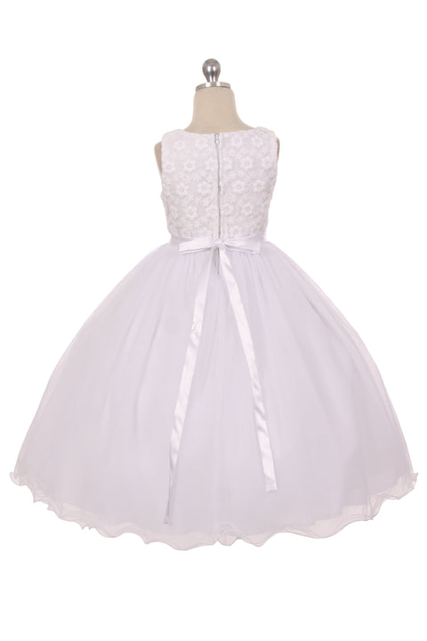 Flower Embroidered Tulle Girl Dress