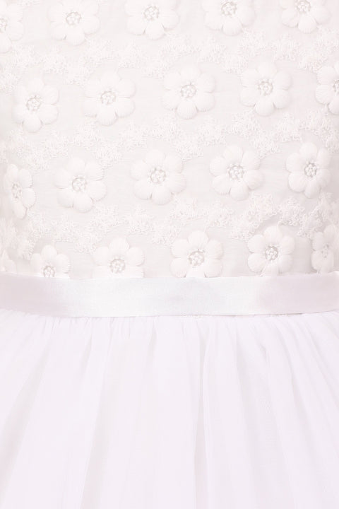 Flower Embroidered Tulle Girl Dress