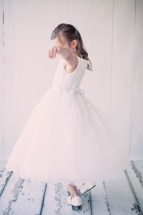 Flower Embroidered Tulle Girl Dress