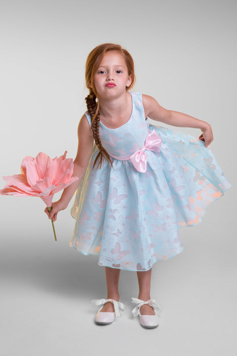 Butterfly Burnout Organza Girl Dress