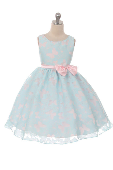 Butterfly Burnout Organza Girl Dress