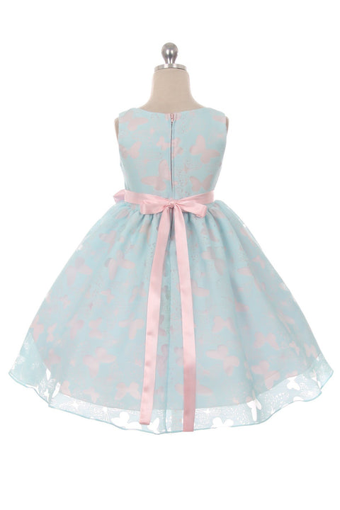 Butterfly Burnout Organza Girl Dress