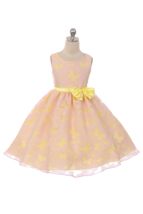 Butterfly Burnout Organza Girl Dress