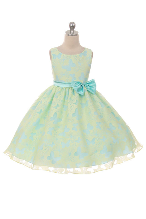 Butterfly Burnout Organza Girl Dress