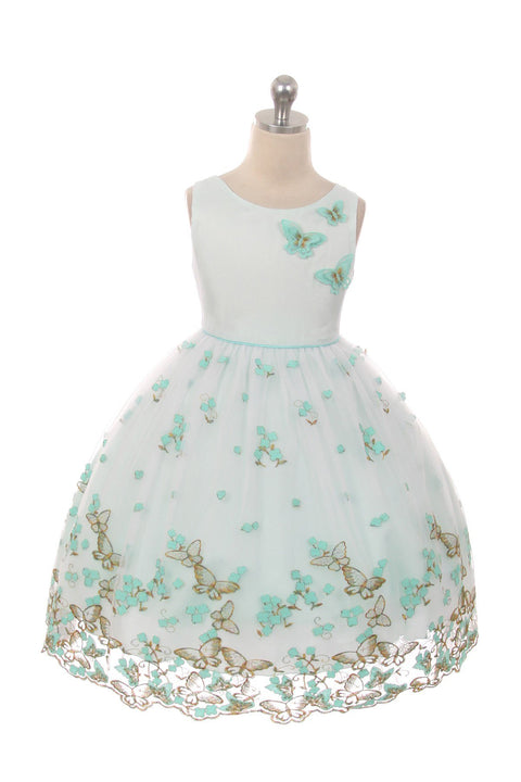 3D Metallic Butterfly Mesh Girl Dress