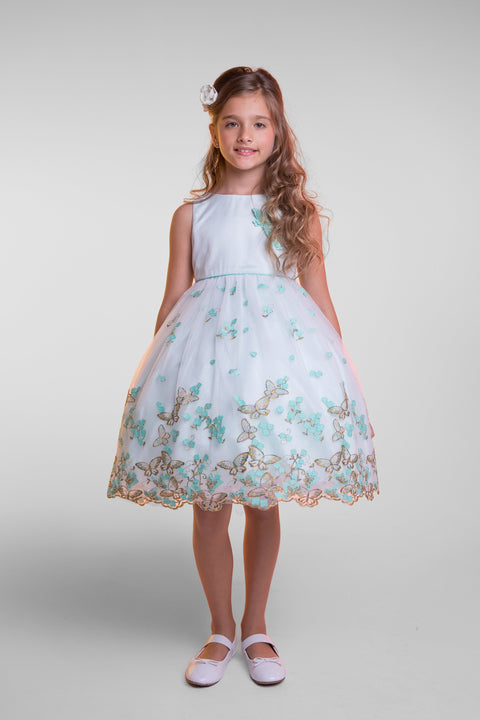 3D Metallic Butterfly Mesh Girl Dress