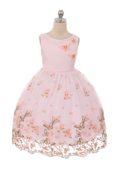 3D Metallic Butterfly Mesh Girl Dress
