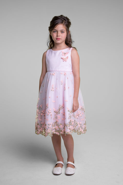 3D Metallic Butterfly Mesh Girl Dress