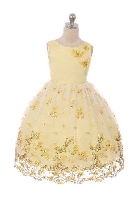 3D Metallic Butterfly Mesh Girl Dress