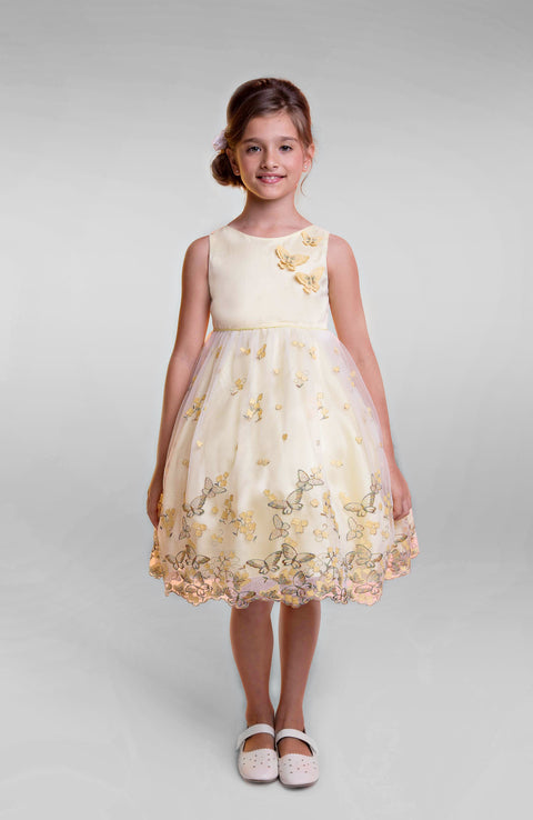 3D Metallic Butterfly Mesh Girl Dress