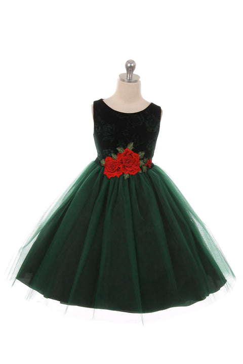 Velvet Rose Patch Girl Dress
