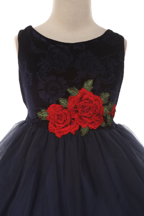 Velvet Rose Patch Girl Dress