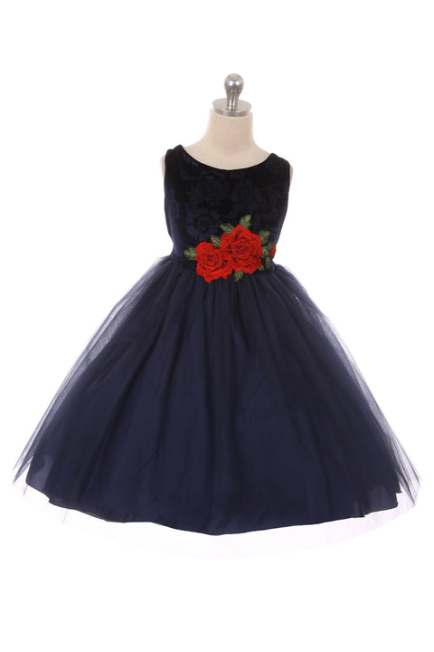 Velvet Rose Patch Girl Dress