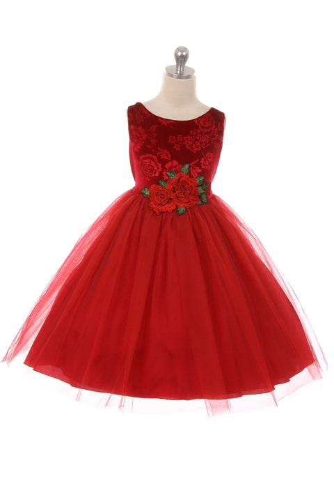 Velvet Rose Patch Girl Dress