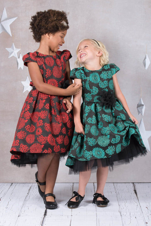 Peek-A-Boo Tulle High-Low Girl Dress- Full Bloom