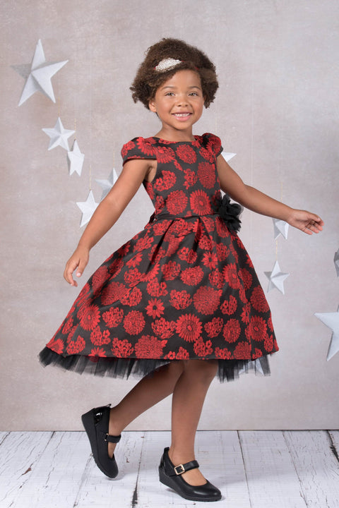 Peek-A-Boo Tulle High-Low Girl Dress- Full Bloom