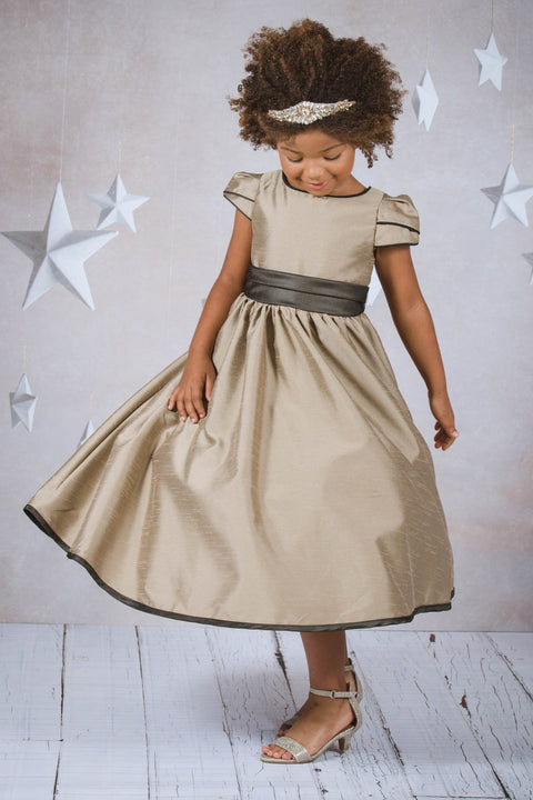 Classic Elizabeth Satin Dress With Sleeves