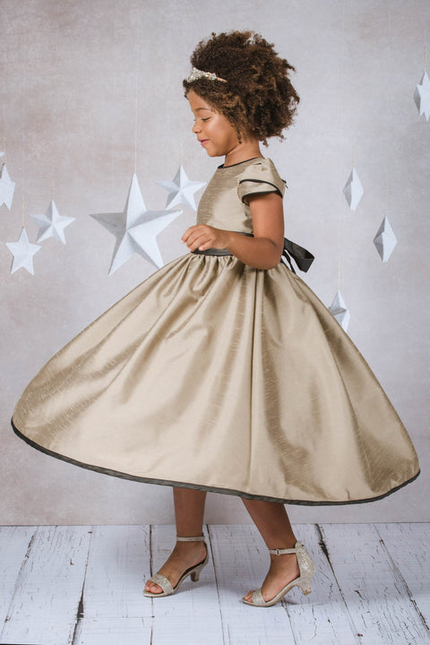 Classic Elizabeth Satin Dress With Sleeves
