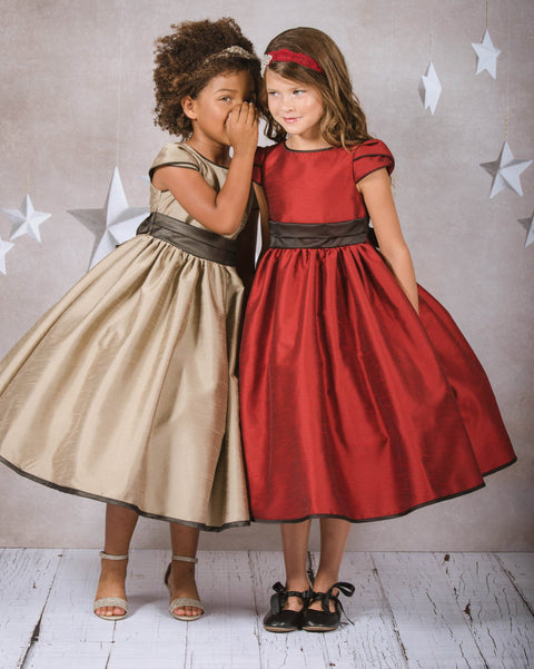 Classic Elizabeth Satin Dress With Sleeves